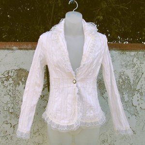 Grifflin ivory embellished cotton summer blazer M